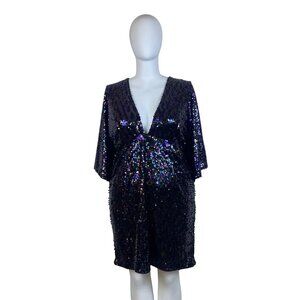 Gabrielle Union Womens Sequin Black Mini Dress Size 2 Party Sparkle Polyester Bl